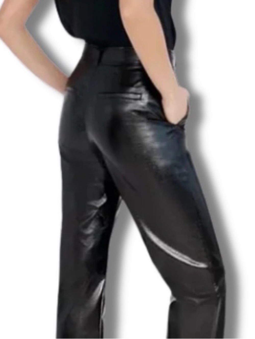 Aritzia BABATON Command Pants Black Vegan Leather Size 4 - Picture 8 of 9